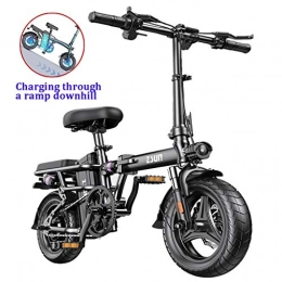 ZJGZDCP Elektrofahrräder ZJGZDCP Folding Electric Bike Mehrere Hydraulikstoßdämpfer Erwachsene E-Bikes Ultra-Light Aluminiumlegierung-Fahrrad 48V Lithium-Ionen-Akku mit 3 Riding Modes (Color : Black, Size : Endurance 100km)