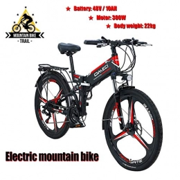 ZJGZDCP Elektrofahrräder ZJGZDCP Folding Electric Mountain Fahrrad Mit Herausnehmbaren Lithium-Ionen-Akku (48V 10.4AH 350W) Full Suspension Electric Mountain Bike City Pendeln E-Bike (Color : Black)