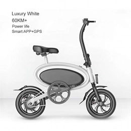 Luckylj Fahrräder Zusammenklappbares Elektrofahrrad E-Bike 350W Ebike Mit Herausnehmbarem 36V 7, 5Ah Lithium-Ionen-Akku, APP-Geschwindigkeitseinstellung, Intelligenter Fernbedienung Und Alarmfunktion, smartluxurywhite
