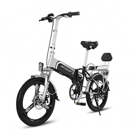 ZBB Fahrräder Zusammenklappbares Elektrofahrrad mit abnehmbarem Lithium-Ionen-Akku (48V 8 Ah) 16-Zoll-E-Bike mit 400-W-Motor und 7-Gang-Schalthebel mit Doppelscheibenbremse Elektrofahrrad fr Erwachsene, Schwarz
