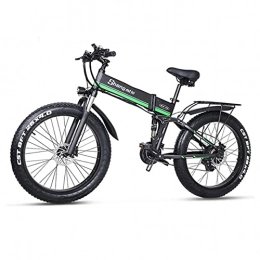 ZWHDS Elektrisches Fahrrad - 48V E-Bike Fettreifen 1000W Brushless Motor Falt Roller Erwachsene Fahrrad Lithium Batterie Berg Schnee Ebike (Color : Green)