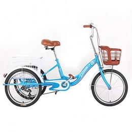 zyy 20" 3-Rad Trike Elektro 3 Räder Fahrrad Dreirad 1 Gänge Fahrrad mit Warenkorb Aus Aluminiumlegierung Fahrrad Erwachsenendreirad Lastenfahrrad Senioren Shopping Bike (Color : Blue)