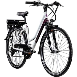 Zündapp Fahrräder ZÜNDAPP E Bike 700c Trekkingrad Damen Pedelec Z802 Elektrofahrrad 21 Gänge 28 Zoll Rad (weiß / lila, 48 cm)