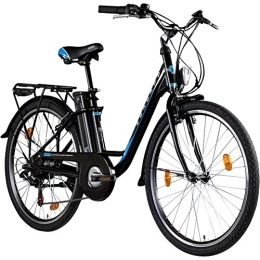 Zündapp Elektrofahrräder ZÜNDAPP Z505 City E-Bike Damen 26 Zoll | Citybike mit 6 Gang Schaltung Pedelec | für 150-185 cm | Bike mit StVZO Beleuchtung und Gepäckträger (schwarz, 43 cm)