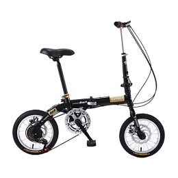 ZXQZ Fahrräder 14 Zoll Faltbares Fahrrad Adult Speed ​​Bicycles Damen Fahrrad High Carbon Stahlrahmen Student Bikes (Color : Black)