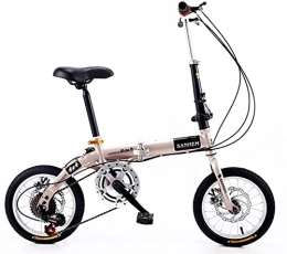 GaoGaoBei Fahrräder 14-Zoll-faltbares Mini-Ultraleicht-tragbares Erwachsenes Kinder-Studenten-Männer Und Frauen-kleines Rad Mit Variabler Geschwindigkeits-Doppelscheibenbremse-Fahrrad, Weiß, Super