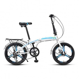 Mzl Fahrräder 20-Zoll-faltendes Fahrrad mit Variabler Geschwindigkeit, Ultra-Light & bewegliches kleines Fahrrad for Männer |Frauen, Geeignet for Höhe: 130cm-190cm / 51.2-74.8inch (Farbe: Blau & Weiß)