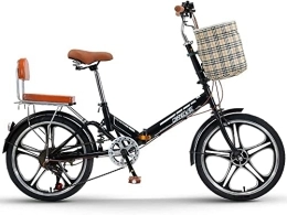 ZLYJ Fahrräder 20 Zoll Faltrad Für Erwachsene, Leichtes Aluminium Faltrad Cityrad, Schnellfaltsystem, Ultraleichtes Tragbares Schülerrad Black