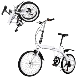 Salmeee Falträder 20 Zoll Faltrad Klapprad mit 6 Gang-Schaltung Klappfahrrad Erwachsene Weiß Fahrrad für Damen und Herren Folding City Bike geeignet für Sport Outdoor Radfahren Pendeln