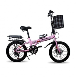 MAYIMY Falträder 20-Zoll-Faltrad ultraleichtes tragbares Fahrrad mit Variabler Geschwindigkeit Scheibenbremse Stoßdämpfung Jugendliche männliche und weibliche Studenten Fahrrad (Color:pink, Size:Air Transport)
