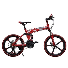 Rusaly Falträder 20 Zoll Mountainbikes mit Scheibenbremse für Männer Frauen Erwachsene - Mountainbike Faltbares Fahrrad 21 Geschwindigkeit Doppelte Stoßdämpfung Freizeitradfahren (Rot)
