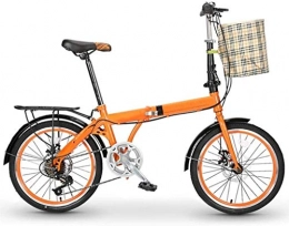 XIN Fahrräder 20in Faltrad Gebirgsfahrrad 7-Gang Student Im Freien Sport Radfahren High Carbon Stahl beweglichen faltbarer Cruiser Bike for Männer Frauen Leichtklapp beiläufigen Damping Fahrrad ( Color : Orange )