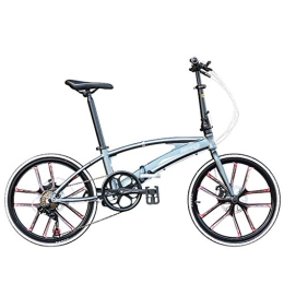 Mltdh Fahrräder 22-Zoll-Doppelrohr-Klappfahrrad, tragbare, Scheibenbremse, leichtes Rennrad für Männer und Frauen, Erwachsene, Silber