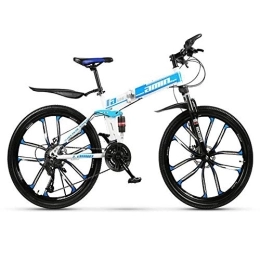 RR-YRL Fahrräder 24-Zoll-Folding Mountainbike, mehrere Geschwindigkeiten, hohe Carbon Steel Folding Rahmen, City Bike, Unisex Geländewagen, Blue 24 Shift
