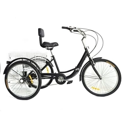 Sallurmose Fahrräder 24-Zoll-Klapp-Dreirad für Erwachsene, 3 Räder, 7-Gang-Adjustbale-Cruise-Trike-Fahrrad mit verstellbarem Einkaufskorbsitz