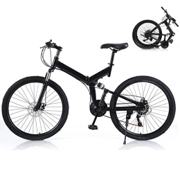 Futchoy Fahrräder 26 Zoll Faltbares Mountainbike für Erwachsene 21 Gang Mountainbike mit Dual Scheibenbremsen Faltbares Mountainbike Hartstahl Rahmen Vollaufhängung Klapprad (schwarz)