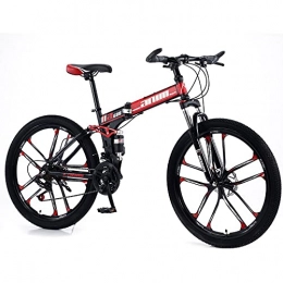 RMBDD Fahrräder 26 Zoll Faltbares Mountainbike für Erwachsene, 24-Gang-Fahrrad mit Faltbarem Rahmen Aus Kohlenstoffstahl, Vollgefederte MTB-Getriebe, Doppelscheibenbremsen für 5'3" Bis 5'7" Unisex