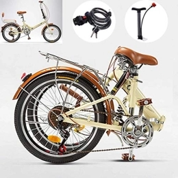 Generic Fahrräder 50, 8 cm (20 Zoll) Damen-Klapprad für Weg, Trail und Berge, beige, Aluminium-Vollfederrahmen, Drehschalter durch 6 Geschwindigkeiten