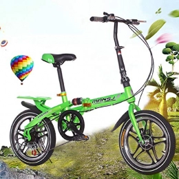 AI-QX Fahrräder AI-QX 16 ''Cruiser, Student Faltrad, Kohlenstoffstahl, Doppelscheibenbremsen, tragbarer Speicher, Grün