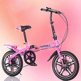 AI-QX Fahrräder AI-QX 16 ''Cruiser, Student Faltrad, Kohlenstoffstahl, Doppelscheibenbremsen, tragbarer Speicher, Rosa