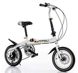 AI-QX Fahrräder AI-QX Cruiser Radfahren, Kinder Stadtfahrräder Falten, Kohlenstoffstahl, 6-Gang-Cruiser-Bikes, Leicht Zu Tragen, Weiß, 14''