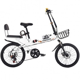 ALUNVA Falträder ALUNVA Erwachsene Faltbares City Bike, Stahlrahmen Mit Hohem Kohlenstoffgehalt Pendlerfahrrad, Doppelscheibenbremse Mini Leicht Faltbares Fahrrad, Mudguard-Weiß 16inch