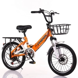 Ambayz Fahrräder Ambayz 20 Zoll Kinderfahrrad Für 8-13 Jahre 7 Variable Geschwindigkeit Faltbares Kinderfahrrad Aus Kohlenstoffstahl Mit Körben, Orange