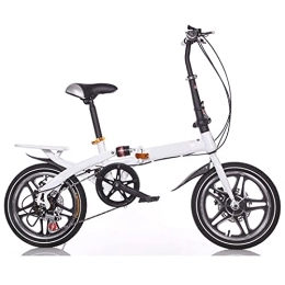 ASPZQ Fahrräder ASPZQ 16-Zoll-faltendes Fahrrad, EIN Rad Variabler Geschwindigkeit Dämpfungsscheibe Bremsstadt Fahrrad Erwachsene Kinderfahrrad, Weiß