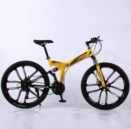 ASYHWZ Fahrräder ASYHWZ Mountaingeschwindigkeit Klappfahrrad, 26-Zoll-Radfront- und hintere Stoßdämpfung Dual-Scheibenbremse Kohlenstoffstahl Off-Road-Fahrrad, Yellow 10 Knife 24 Speed