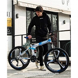AXH Fahrräder AXH 26'' Mountainbike Klappbares Mountainbike Vollgefedertes Aluminium-Mountainbike-Faltrad 24-Gang-Faltrad fr Erwachsene, White Blue, 24 Speed