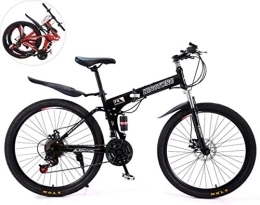 AYDQC Fahrräder AYDQC 24 Zoll doppelte Stoßdämpfung faltbares Fahrrad, Unisex-Hochkohlenstoffstahl Variabler Geschwindigkeit Mountainbike 6-11, schwarz, 24in (27 Geschwindigkeit) fengong