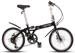 AYHa Fahrräder AYHa Erwachsene Unisex Falträder, 20" 6-Gang High-Carbon Stahl faltbares Fahrrad, Fahrrad leichte, tragbare Doppelscheibenbremse Folding City Bike, Schwarz