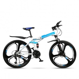 AYHa Fahrräder AYHa Faltbare Mountainbike, 26 Zoll Erwachsener Stadt Fahrrad Doppel-Scheibenbremse 21 / 24 / 27 / 30 Geschwindigkeit Doppelstoßdämpfung Unisex, weiß Blau, B 30 Geschwindigkeit