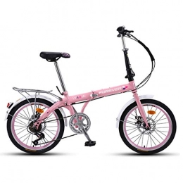 Bicicletta Fahrräder Bicicletta Faltbar, für Erwachsene und Frauen, tragbar, mit kleinem Rad, zusammenklappbar für Erwachsene mit 20 Geschwindigkeiten (Farbe: Pink, Größe: 146 x 65 x 95 cm)