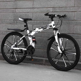 Bikes Fahrrad Klapprad, 27-Gang-Doppelscheibenbremse Fully Fahrrad, 26 Zoll Off-Road Variable Speed ​​Bikes for Männer und Frauen 25.05 (Color : White)