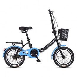 BIKESJN Outdoor Klapprad for Erwachsene Compact City Bike Bemanntes Fahrrad Stodmpfendes Fahrrad for Studenten Leichtes Pendelfahrrad 16 Zoll Shopper Fahrrad Fahrrad (Color : Blue)