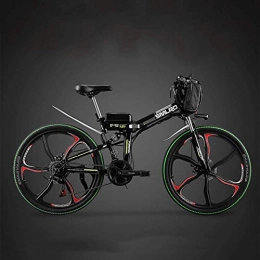 BNMZX Falträder BNMZX Elektrisches faltendes Fahrrad-Stadt-Mountainbike-erwachsenes Moped, Lithiumbatterie 48v 26-Zoll-Energie-Batterie-Auto, Black-Three-Knife Wheel
