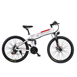 BNMZX Fahrräder BNMZX Elektrisches Klapprad-Mountainbike, erwachsenes Moped, das Langlauf 26 Zoll erwachsenes Mountainbike, Batteriedauer 60KM faltet, White-Retro Wire Wheel