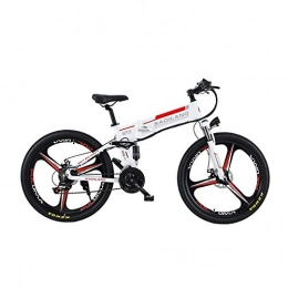 BNMZX Fahrräder BNMZX Elektrisches Klapprad-Mountainbike, erwachsenes Moped, das Langlauf 26 Zoll erwachsenes Mountainbike, Batteriedauer 60KM faltet, White-Three-Knife Wheel