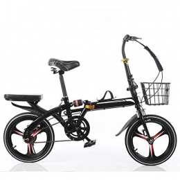 BXU-BG Fahrräder BXU-BG Outdoor-Sport-Faltrad 16 Zoll Damen Variable Speed ​​Stoßdämpfer Adult Super Light Kinder Student Fahrrad mit Korb und High Carbon Stahlrahmen (Color : Black)