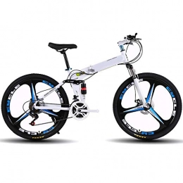 CARACHOME Falträder CARACHOME 26 Zoll 27-Fach klappbare Mountainbikes mit verstellbarem Stoßdämpfer und Sitz, Rahmen aus kohlenstoffhaltigem Stahl (weiß, schwarz), Weiß