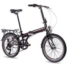CHRISSON Falträder CHRISSON 20 Zoll Faltrad Klapprad - Foldrider 1.0 schwarz - Faltfahrrad für Herren und Damen - 20 Zoll klappbares Fahrrad mit 7 Gang Shimano Kettenschaltung - Folding City Bike