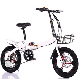 CKCL Fahrräder CKCL Faltrad - 20 Zoll Doppelscheibenbremse Leichtes Fahrrad für Männer und Frauen, tragbar, Ultraleicht, Jugend, Student, Kinderfahrrad mit Schutzblechen, Freunde, Weiß