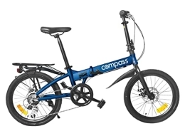 Compass Fahrräder Compass Damen / Herren 20 Zoll Faltrad, Klapprad, Aluminium, Shimano 7 Gang-Schaltung, Scheibenbremse, Klappfahrrad Farbe blau