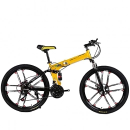 COUYY Falträder COUYY Folding Mountainbike 21 / 24 / 27 Geschwindigkeit 24 / 26 Zoll Fahrrad mit Doppelscheibenbremsen und doppelter Suspension für Erwachsene, Gelb, 26 inch21 Speed