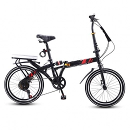 DFKDGL Fahrräder DFKDGL Mini-Klapprad, 7-Gang-Cruiser-Fahrrad, tragbar, leicht, Rennrad, mit Gepäckträger hinten, für Damen und Herren, Unisex (Farbe: variable Geschwindigkeit, Schwarz, Größe: 40, 6 cm) Einrad