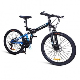 DJYD 24-Gang-Mountainbikes, Folding hochgekohlt Stahlrahmen Mountain Trail Fahrrad, Doppelaufhebung Kinder Erwachsene Mens Berg Fahrrad, Blau, 26inch FDWFN (Color : Blue, Size : 26Inch)