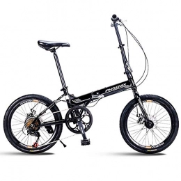 DJYD Falträder DJYD Erwachsene Bikes Folding, 20" 7-Gang-Scheibenbremse Mini Faltbare Fahrrad, High-Carbon Stahl leichte, tragbare Verstärkter Rahmen Pendler Fahrrad, Rot FDWFN (Color : Black)