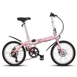 DJYD Falträder DJYD Erwachsene Unisex Falträder, 20" 6-Gang High-Carbon Stahl faltbares Fahrrad, leichte, tragbare Doppelscheibenbremse Folding Stadt-Fahrrad, Rosa FDWFN (Color : Pink)