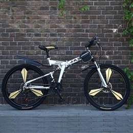 Dsrgwe Falträder Dsrgwe Mountainbike, Mountainbike, 26inch Folding Stahl-Rahmen Hardtail Bike, Vollfederung und Doppelscheibenbremse, 21 Geschwindigkeit (Color : Silver)